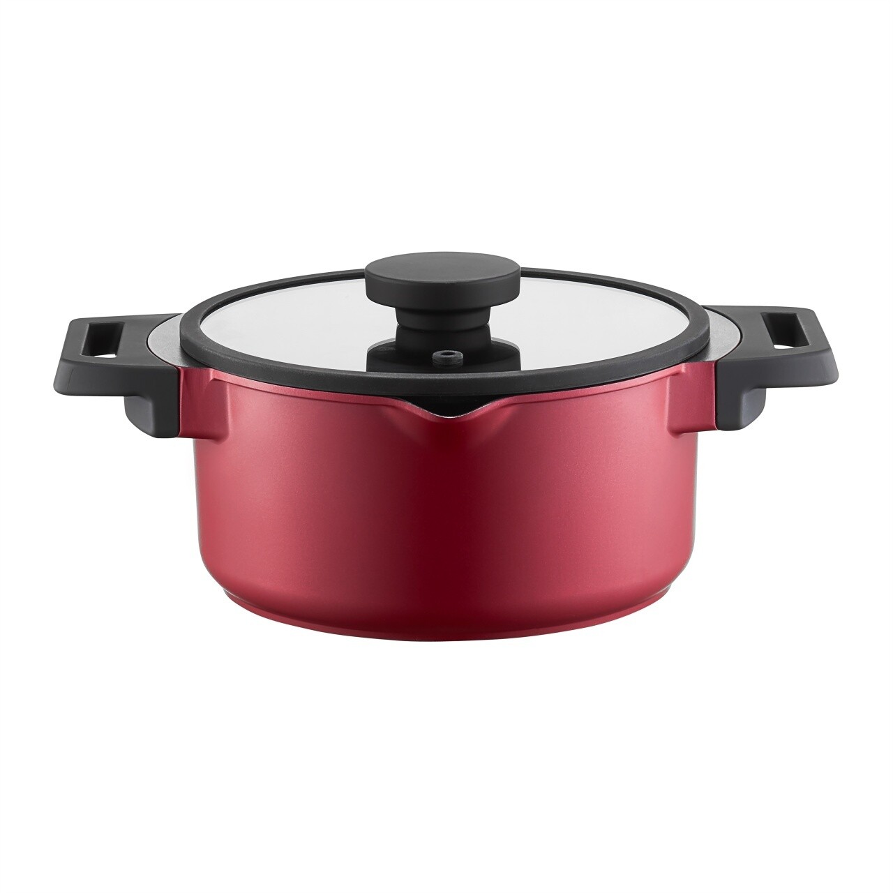 Oala cu capac Noel, Ambition, 20 cm, 2.6 L, aluminiu, visiniu/negru - imagine 5